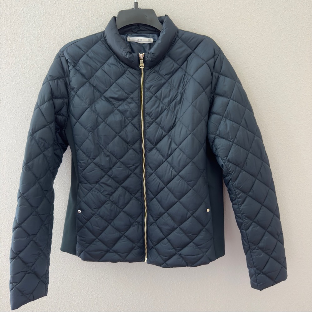 Mango  Diamond Quilted Jacket Dark green Size L